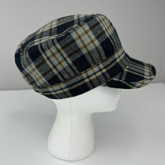 D&Y Women's Black Blue Plaid Cadet Preppy BOHO Hat S/M - Picture 3 of 12